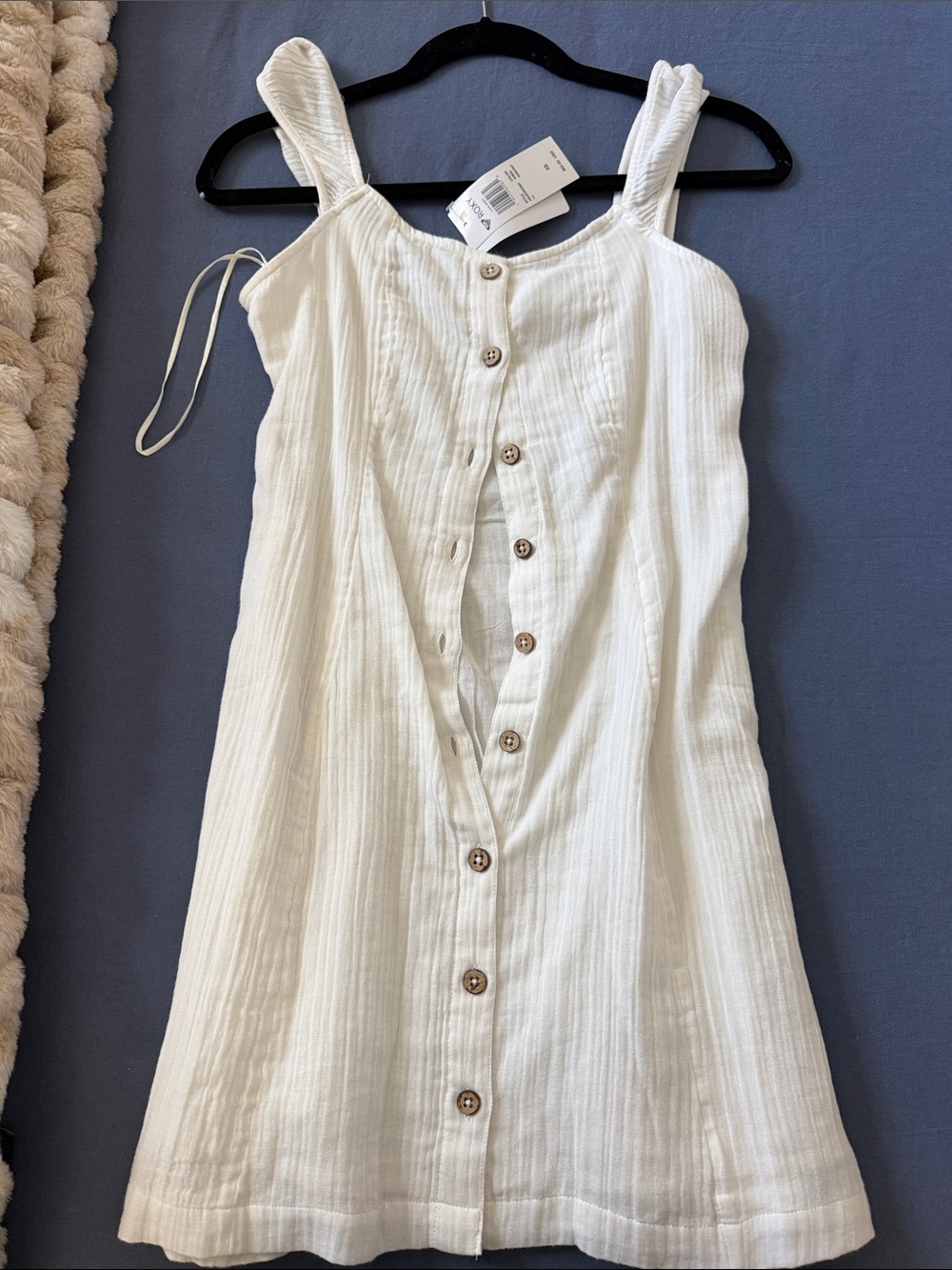 Roxy White Button-Front Mini Sundress
